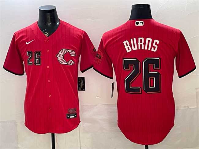 Men%27s Cincinnati Reds #26 Chase Burns Red 2026 City Connect Stadium Stitched Jersey Dzhi->cincinnati reds->MLB Jersey
