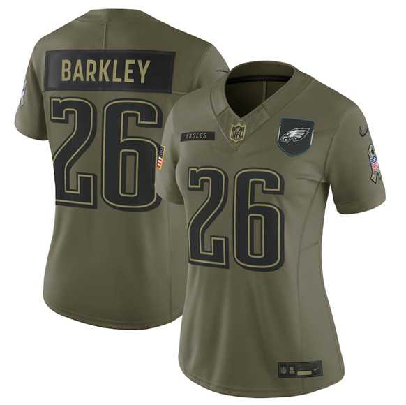 Women%27s Philadelphia Eagles #26 Saquon Barkley Olive 2025 Salute to Service Limited Stitched Jersey Dyin->green bay packers->NFL Jersey