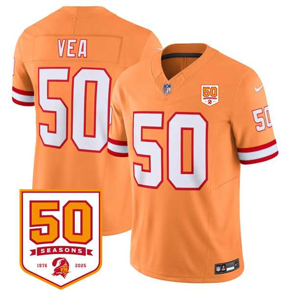 Men & Women & Youth Tampa Bay Buccaneers #50 Vita Vea Orange 2025 F.U.S.E. 50th Anniversary Patch Vapor Untouchable Limited Stitched Jersey->tampa bay buccaneers->NFL Jersey