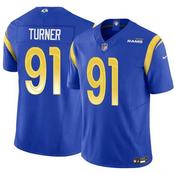Men%27s Los Angeles Rams #91 Kobie Turner Blue 2025 F.U.S.E. Vapor Untouchable Stitched Jersey Dzhi->los angeles rams->NFL Jersey
