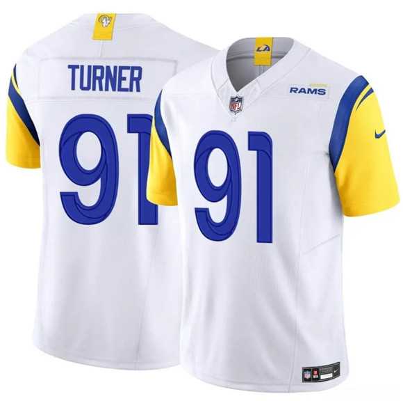 Men%27s Los Angeles Rams #91 Kobie Turner White 2025 F.U.S.E. Vapor Untouchable Stitched Jersey Dzhi->los angeles rams->NFL Jersey