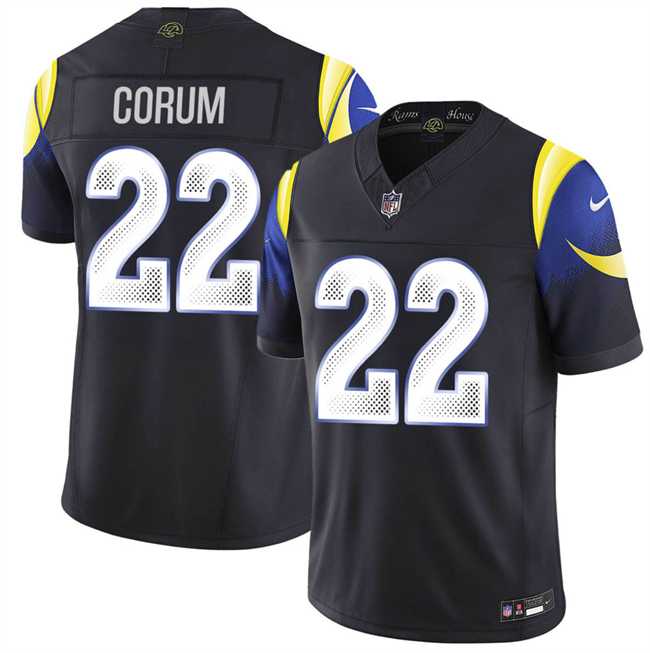 Men%27s Los Angeles Rams #22 Blake Corum Black 2025 F.U.S.E. %27Rivalries%27 Vapor Limited Stitched Jersey Dzhi->los angeles rams->NFL Jersey