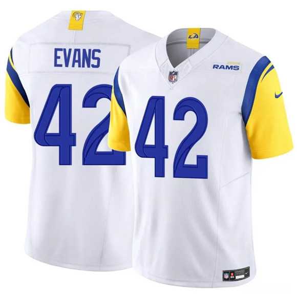 Men%27s Los Angeles Rams #42 Ethan Evans White 2025 F.U.S.E. Vapor Untouchable Stitched Jersey Dzhi->los angeles rams->NFL Jersey