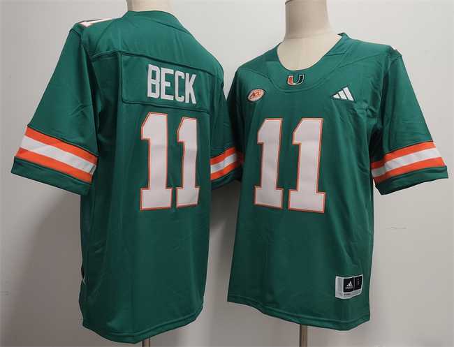 Men%27s Miami Hurricanes #11 Carson Beck Aqua Stitched Football Jersey->orlando magic->NBA Jersey