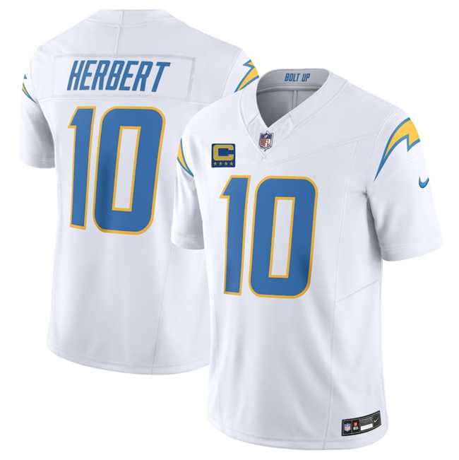 Men%27s Los Angeles Chargers #10 Justin Herbert White 2025 F.U.S.E With 4-Star C Patch Vapor Limited Stitched Jersey Dzhi->los angeles chargers->NFL Jersey