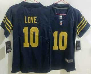 Womens Green Bay Packers #10 Jordan Love Limited Navy Vapor Jersey->green bay packers->NFL Jersey