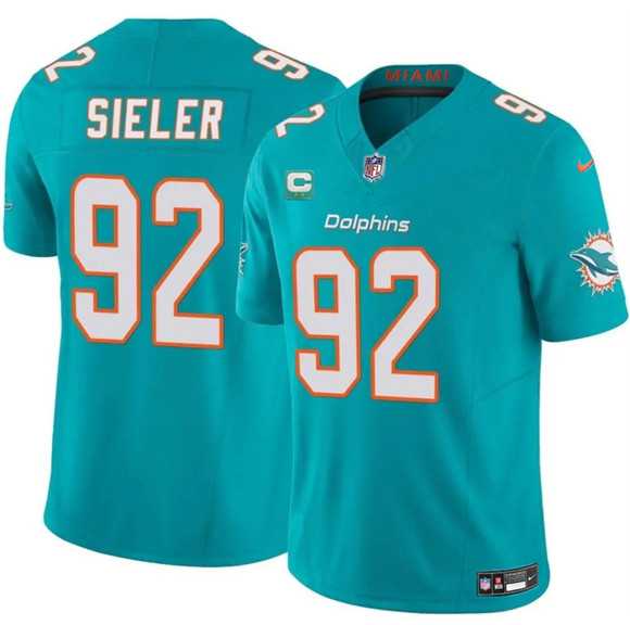 Men%27s Miami Dolphins #92 Zach Sieler Aqua 2025 F.U.S.E. With 2-Star C Patch Vapor Limited Stitched Jersey Dzhi->miami dolphins->NFL Jersey