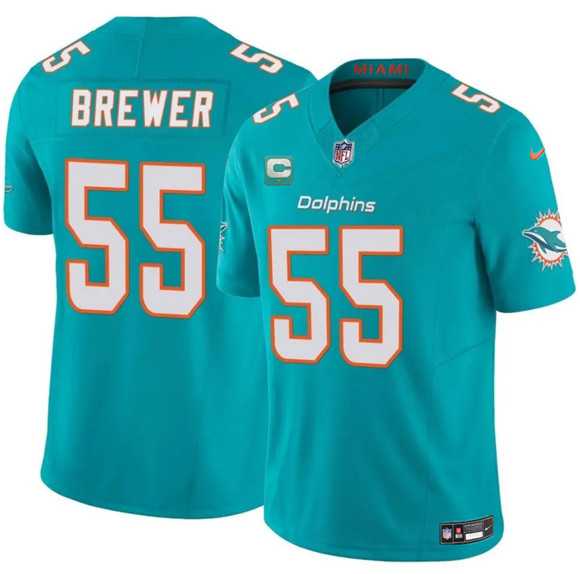 Men%27s Miami Dolphins #55 Aaron Brewer Aqua 2025 F.U.S.E. With 1-Star C Patch Vapor Limited Stitched Jersey Dzhi->miami dolphins->NFL Jersey
