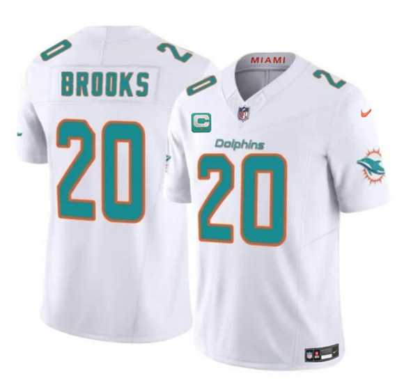 Men%27s Miami Dolphins #20 Jordyn Brooks White 2025 F.U.S.E. With 1-Star C Patch Vapor Limited Stitched Jersey Dzhi->miami dolphins->NFL Jersey