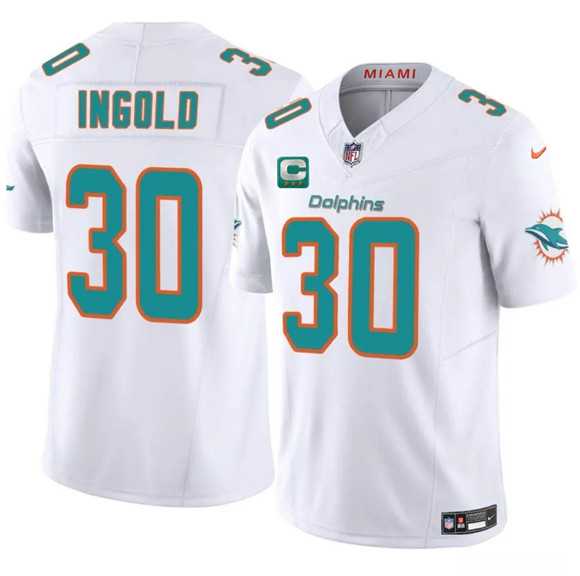 Men%27s Miami Dolphins #30 Alec Ingold White 2025 F.U.S.E. With 3-Star C Patch Vapor Limited Stitched Jersey Dzhi->miami dolphins->NFL Jersey