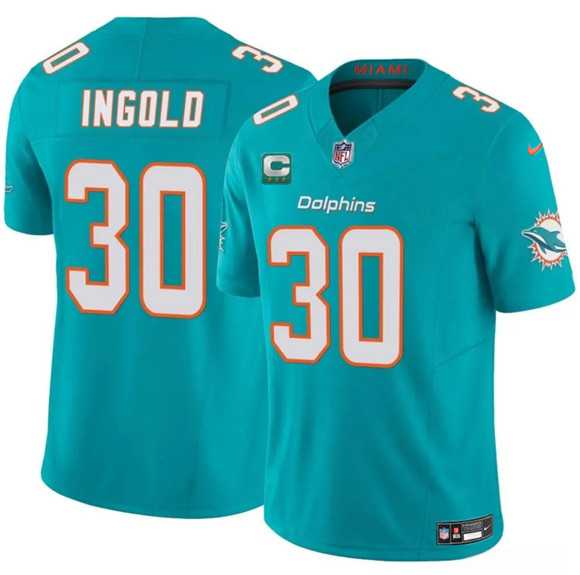 Men%27s Miami Dolphins #30 Alec Ingold Aqua 2025 F.U.S.E. With 3-Star C Patch Vapor Limited Stitched Jersey Dzhi->miami dolphins->NFL Jersey
