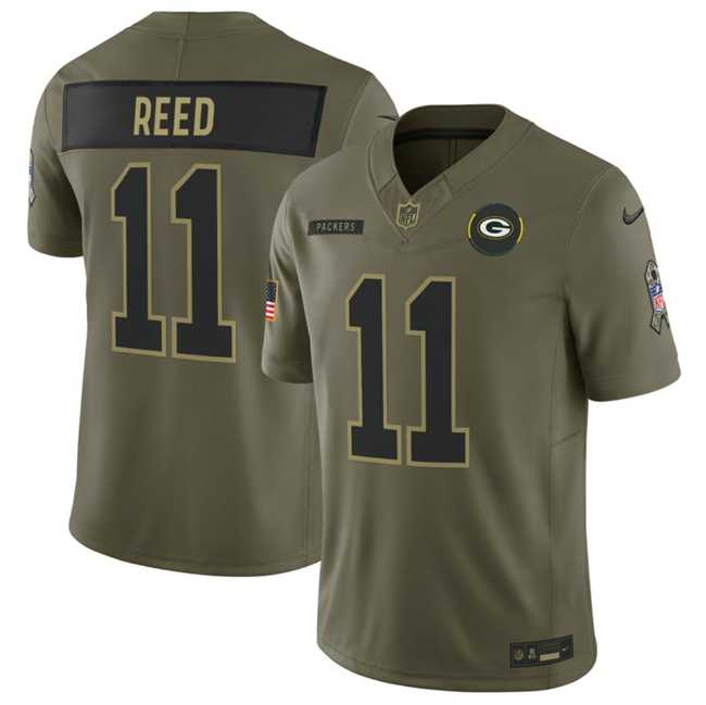 Mens Green Bay Packers #11 Jayden Reed Olive 2025 F.U.S.E. Salute to Service Limited Stitched Jersey Dyin->green bay packers->NFL Jersey