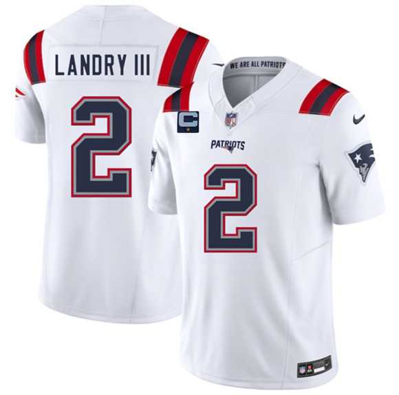 Men%27s New England Patriots #2 Harold Landry III White 2025 F.U.S.E. With 1-Star C Patch Vapor Limited Stitched Jersey Dzhi->minnesota vikings->NFL Jersey