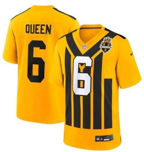 Mens Pittsburgh Steelers #6 Patrick Queen Gold 1933 Throwback Alternate Stitched Jersey Dzhi->pittsburgh steelers->NFL Jersey