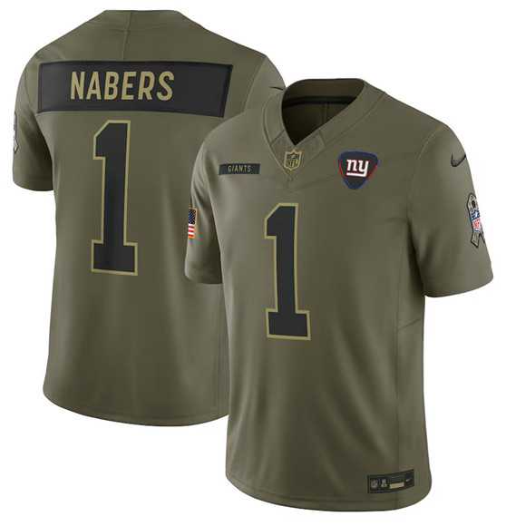 Men%27s New York Giants #1 Malik Nabers Olive 2025 Salute to Service Limited Stitched Jersey Dyin->new england patriots->NFL Jersey