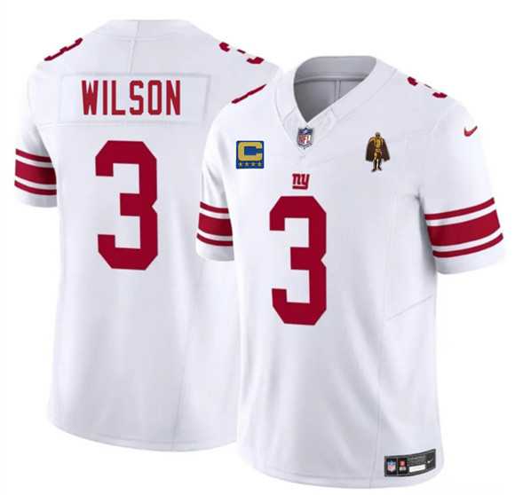 Men%27s New York Giants #3 Russell Wilson White 2025 F.U.S.E. With 4-star C Patch And Walter Payton Patch Vapor Untouchable Limited Stitched Jersey Dzhi->new york giants->NFL Jersey