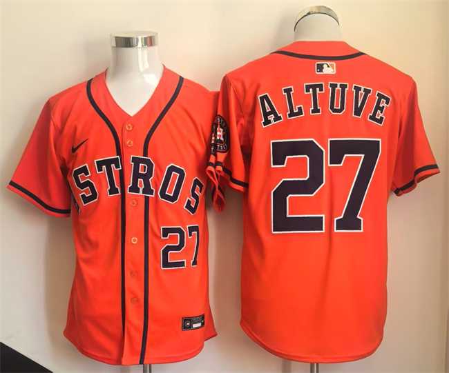Men%27s Houston Astros #27 Jose Altuve Orange Limited Stitched Jersey->milwaukee brewers->MLB Jersey