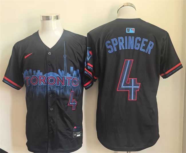 Men%27s Toronto Blue Jays #4 George Springer Navy 2024 City Connect Limited Stitched Baseball Jersey->oakland athletics->MLB Jersey