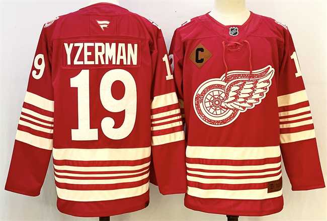 Men%27s Detroit Red Wings #19 Steve Yzerman Red 2025-26 With C Patch Centennial Premium Stitched Jersey->detroit red wings->NHL Jersey