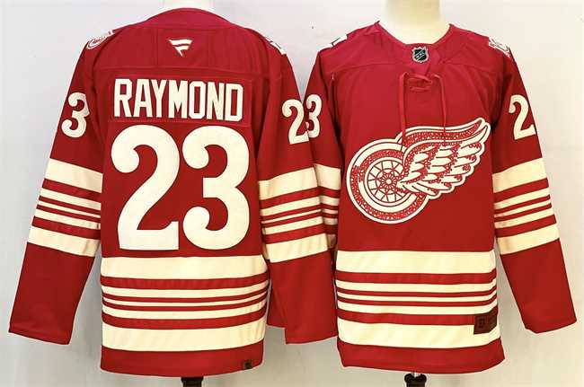 Men%27s Detroit Red Wings #23 Lucas Raymond Red 2025-26 Centennial Premium Stitched Jersey->detroit red wings->NHL Jersey