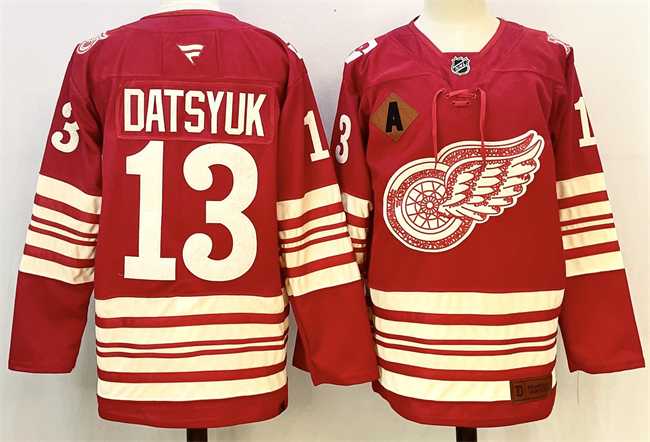 Men%27s Detroit Red Wings #13 Pavel Datsyuk Red 2025-26 With A Patch Centennial Premium Stitched Jersey->mlb youth jerseys->MLB Jersey