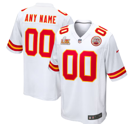 Men's Kansas City Chiefs Nike White Super Bowl LIX Custom Game Jersey->kansas city chiefs->NFL Jersey