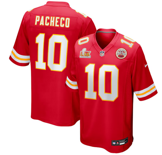 Men's Nike #10 Isiah Pacheco Red Kansas City Chiefs Super Bowl LIX Game Jersey->customized nfl jersey->Custom Jersey