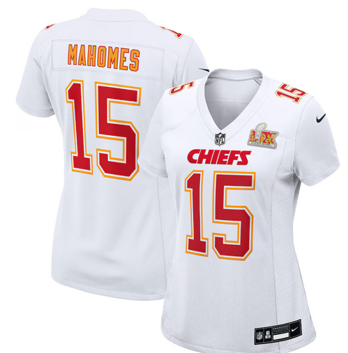Women's Nike #15 Patrick Mahomes Tundra White Kansas City Chiefs Super Bowl LIX Fashion Game Jersey->kansas city chiefs->NFL Jersey